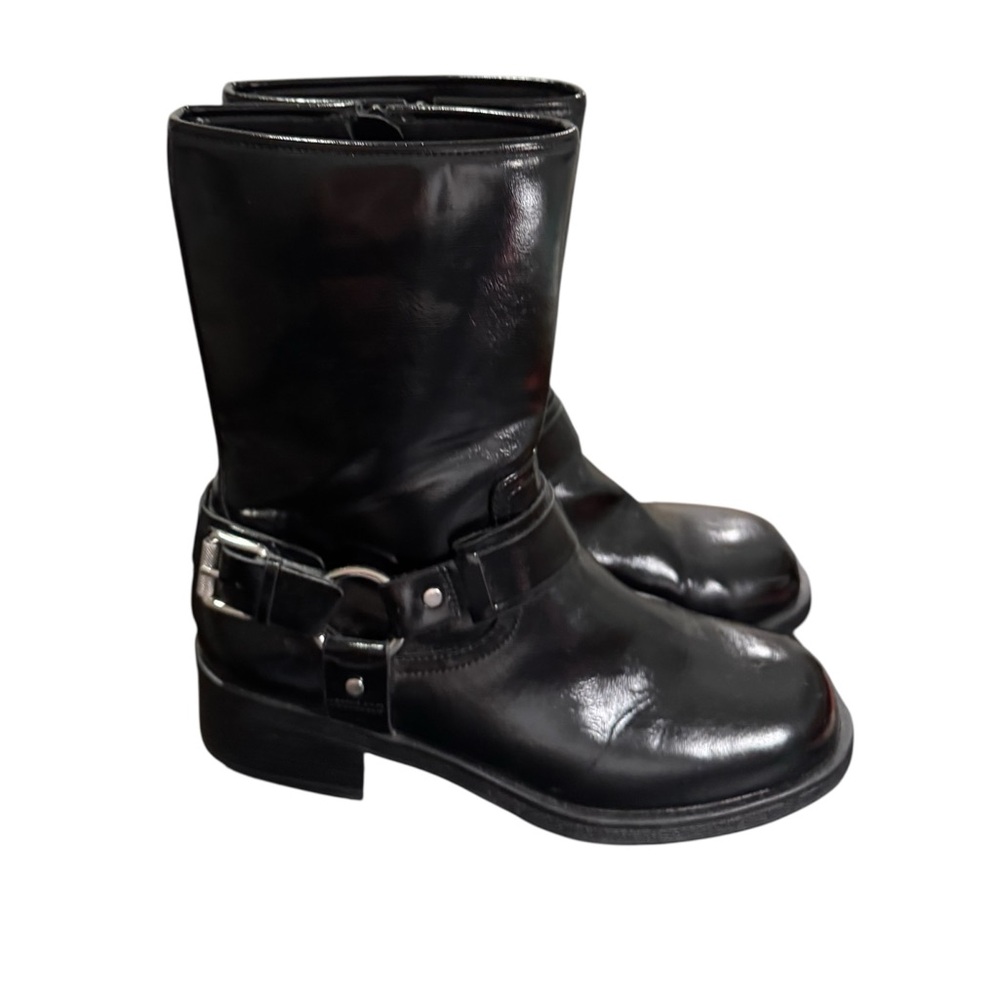 Dolce Vita Armonda Harness Biker Moto Black Leather Women's Boots Size 9